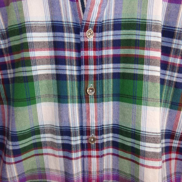 Tommy Bahama Plaid Tencel Blend Montauk Flannel Purple Plaid XS Metal Buttoned - Picture 6 of 15